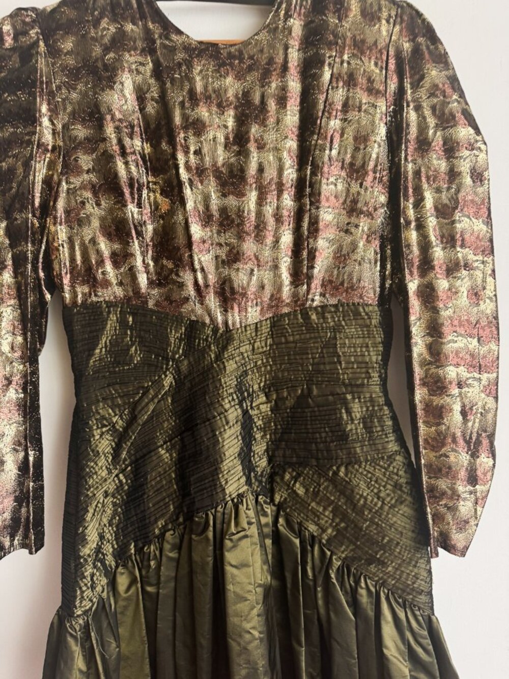 Vintage Liptons Taffeta Lurex Earth Tones Midi Prom Dress NWT 10 - Picture 5 of 11